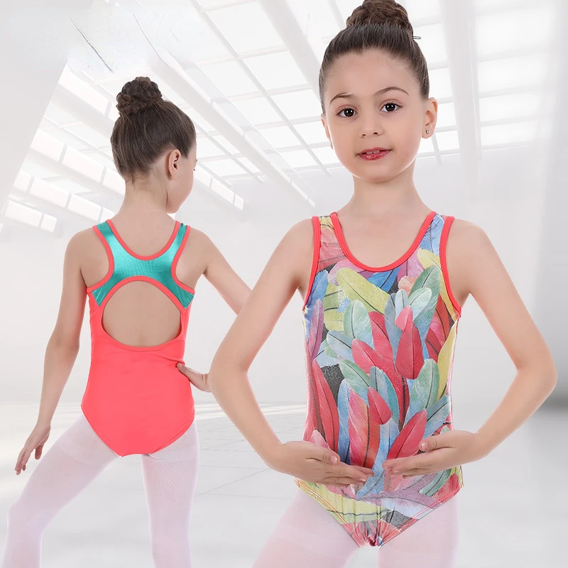 

Summer Gymnastics Ballet Tank Dance Leotard Backless Kids Girls Sleeveless Shiny Bodysuit Jumpsuit Sleeveless Skating Dance Wear