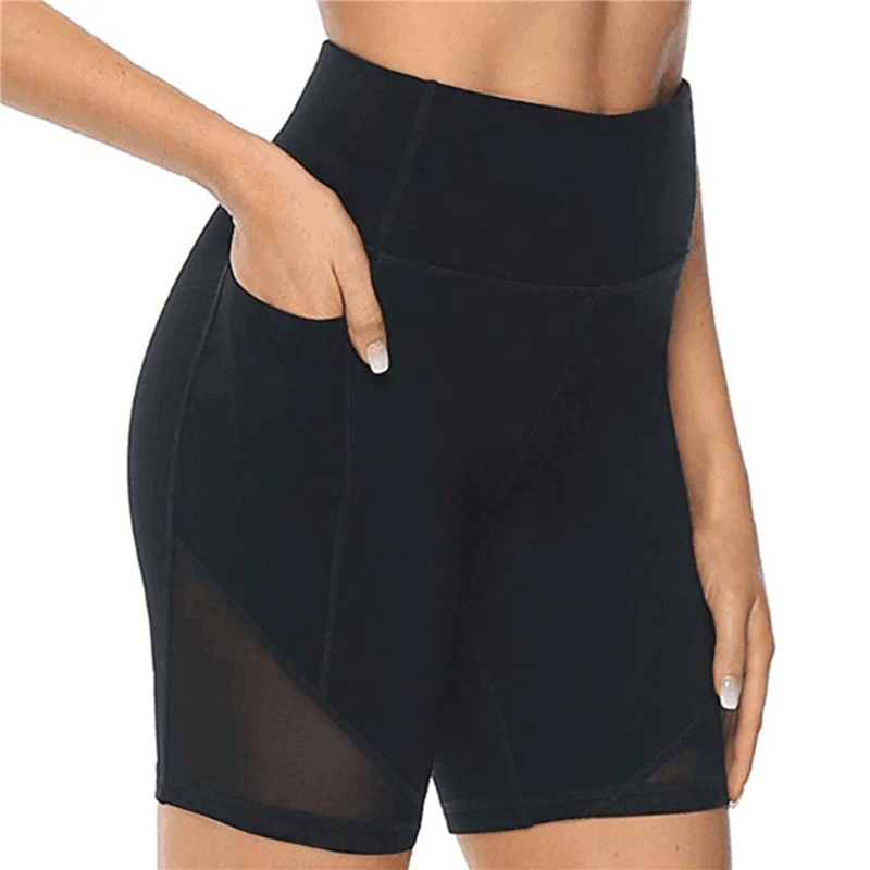 

Women Gym Shorts High Waist Lifting Push Up Tight Sports Leggings Phone Pocket Jogging Running Fitness Yoga Shorts Pant