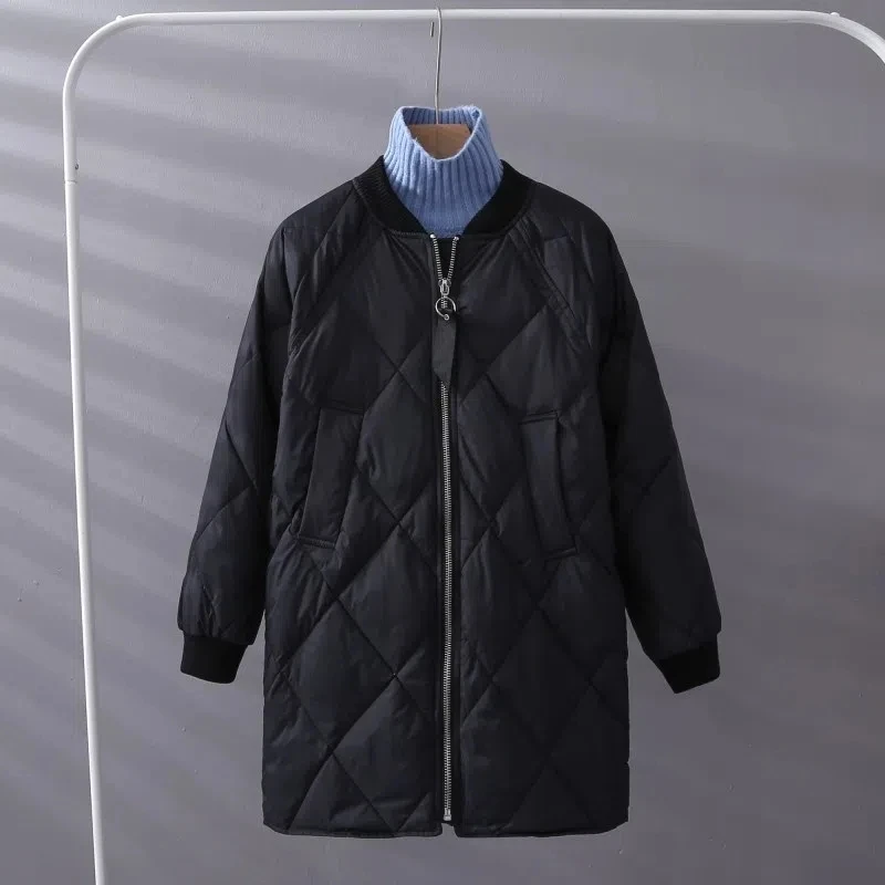 Cotton Coat Women Parkas 2022 Winter Jacket New Korean All-match Casual Baseball Uniform Jackets Female Long Diamond  Outerwear