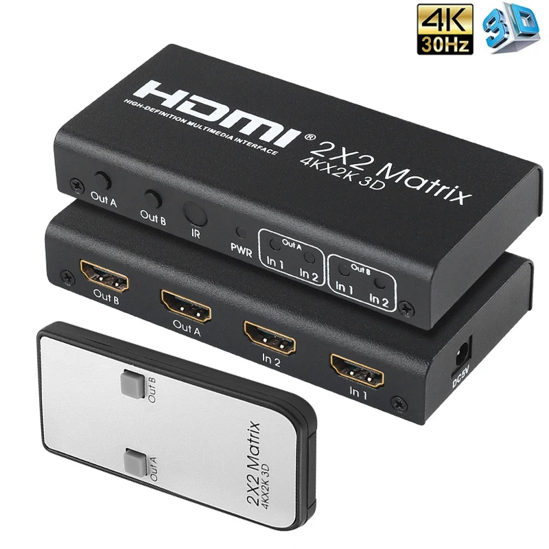HDMI матрица 2 в Выход переключатель 2x2 аудио экстрактор ARC для XBOX HDTV PS3 PS4 проектор