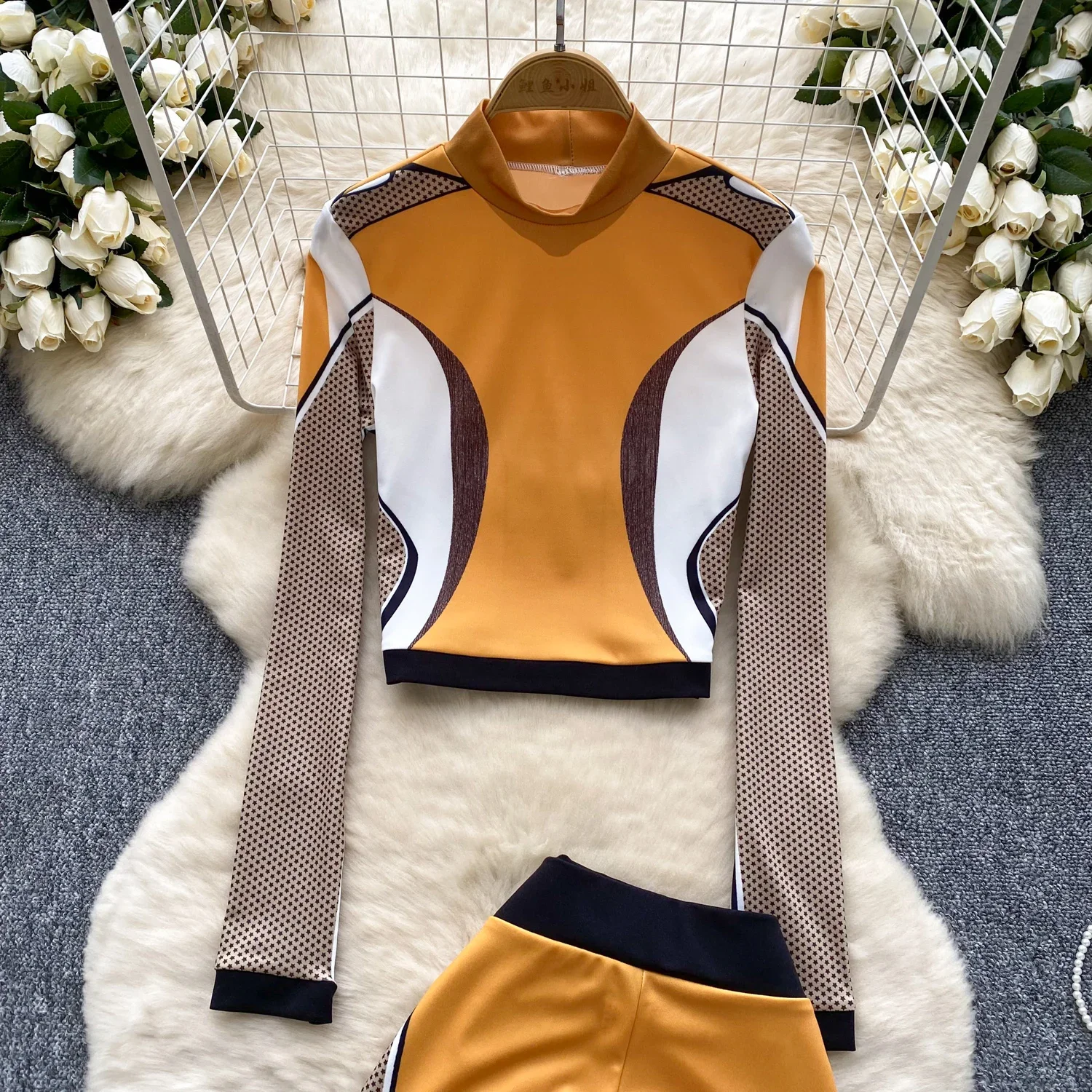 Базовая водолазка модный шикарный топ с длинным рукавом в стиле пэчворк и