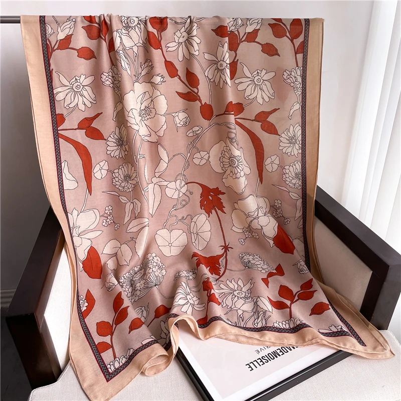 Роскошный брендовый хлопковый шарф с принтом для женщин дизайнерские пляжные