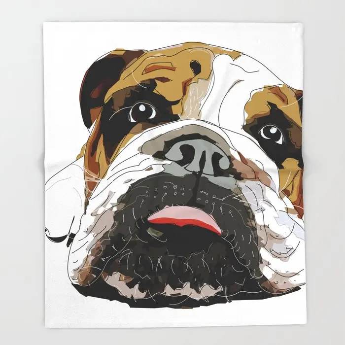

English Bulldog Soft Warm Coral Fleece Blanket Home Winter Sheet Bedspread Sofa Throw Flannel Blankets