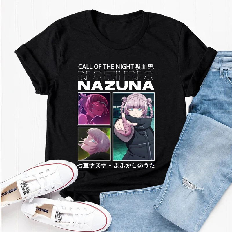 

Футболка Nazuna Nanakusa, футболки с рисунком из аниме «Call of The Night», женские топы большого размера в стиле Харадзюку