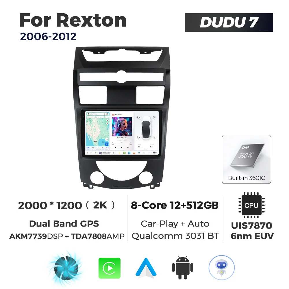 Фото Автомагнитола MEKEDE Android DUDU7 с GPS-навигацией и CarPlay для Ssang Yong Rexton 2006-2012 №5