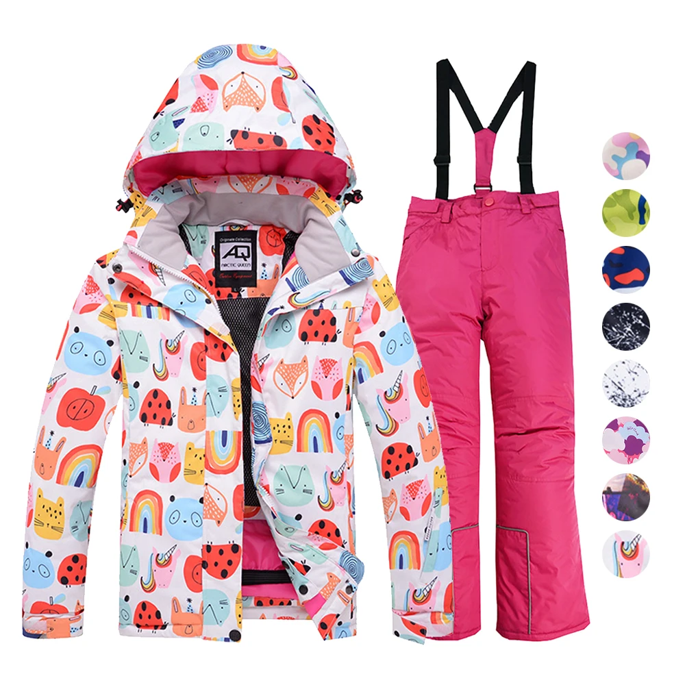 Coat Pant Waterproof Windproof Warm Children Outdoor Sportwear Snowboard Set