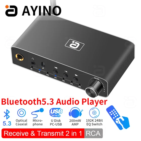 Приемник-передатчик AYINO Bluetooth 5,3 2 в 1, коаксиальный Оптический цифро-аналоговый аудиоконвертер, адаптер для наушников