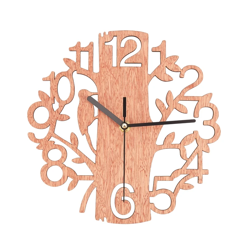 

HOT Creative Tree Shaped Wooden Wall Clock House Living Room Decoration