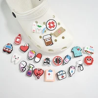 free shipping 1pcs pvc hospital medical series shoe charms ambulance mask shoes accessories fit crocs wristbands unisex gifts