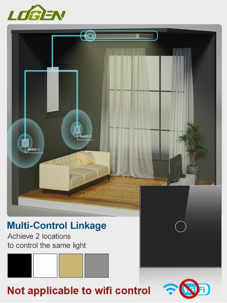 Двухконтактный переключатель Logen 1/2/3 клавиши двухсторонний для лестницы