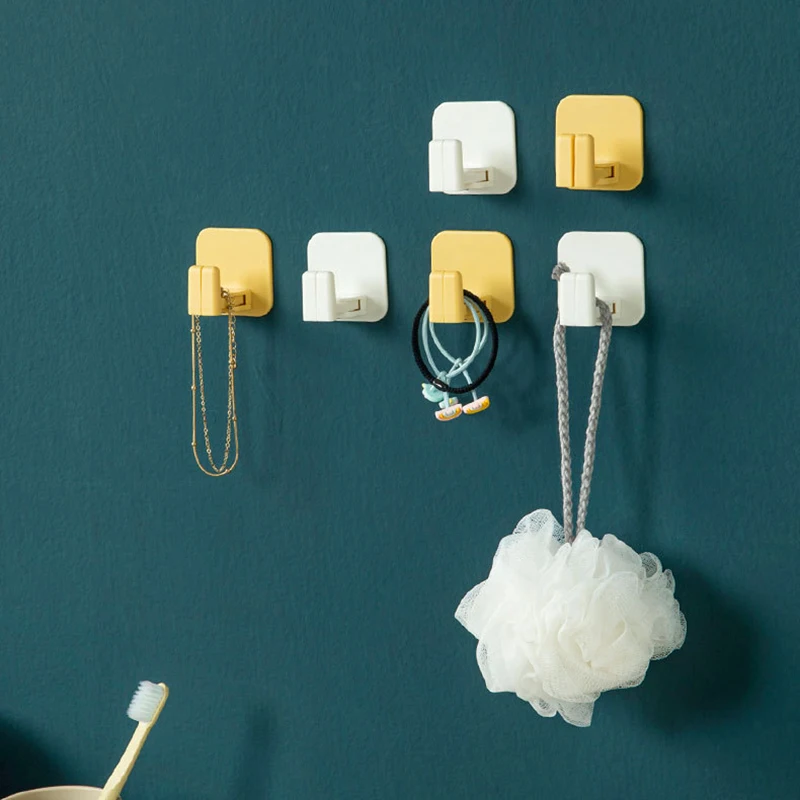 

2PCS Wall Hook Strong No Driiling Coat Bag Self Adhesive Hooks Bathroom Door Kitchen Towel Hanger Hooks Home Storage Accessories