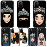 arab islamic girl muslim women phone case for xiaomi redmi poco f1 f2 f3 x3 pro m3 9c 10t lite nfc black cover silicone back pre