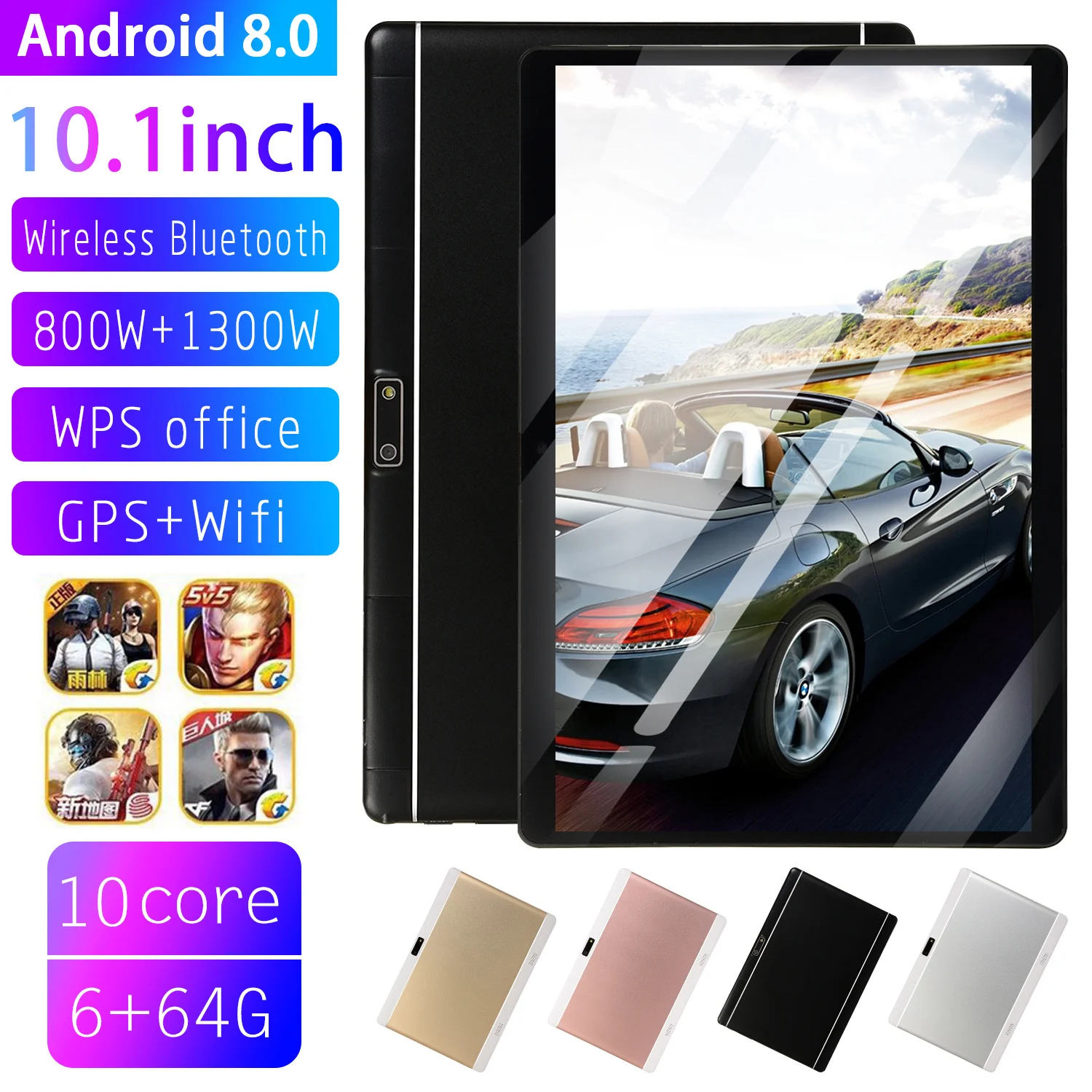 

2023 New Classic10.1" Android 8 Tablet Ten Core 6GB RAM64GB ROM4G Network AI Speed-upTablets Dual SIM Cards Wifi GPS Type-C