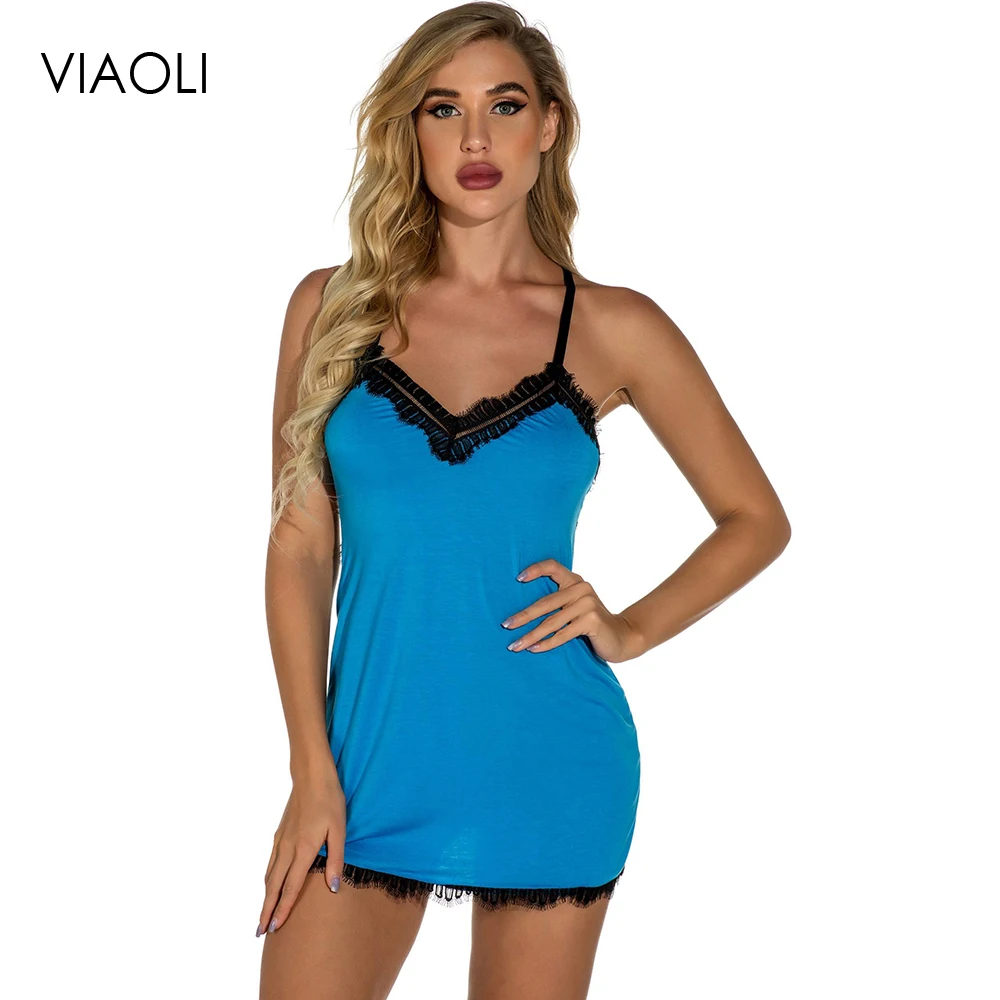 

Womens Lingerie Lace Stitching Sexy Pajamas Cross-strap Skirt European and American Foreign Trade Lingerie Mature Women Babydoll