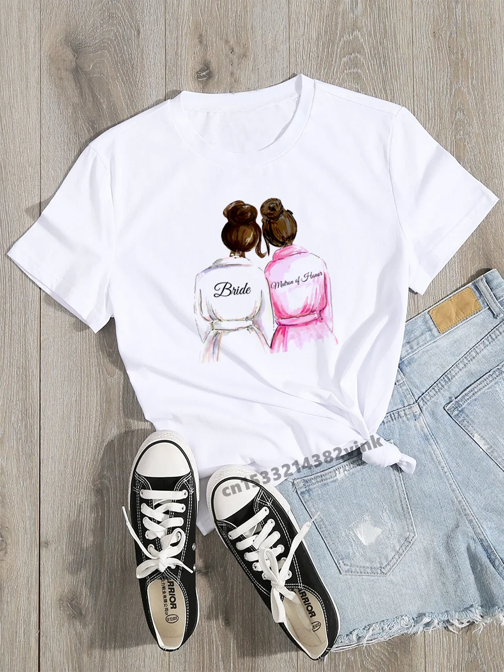 Футболка женская базовая с круглым вырезом и коротким рукавом принтом для