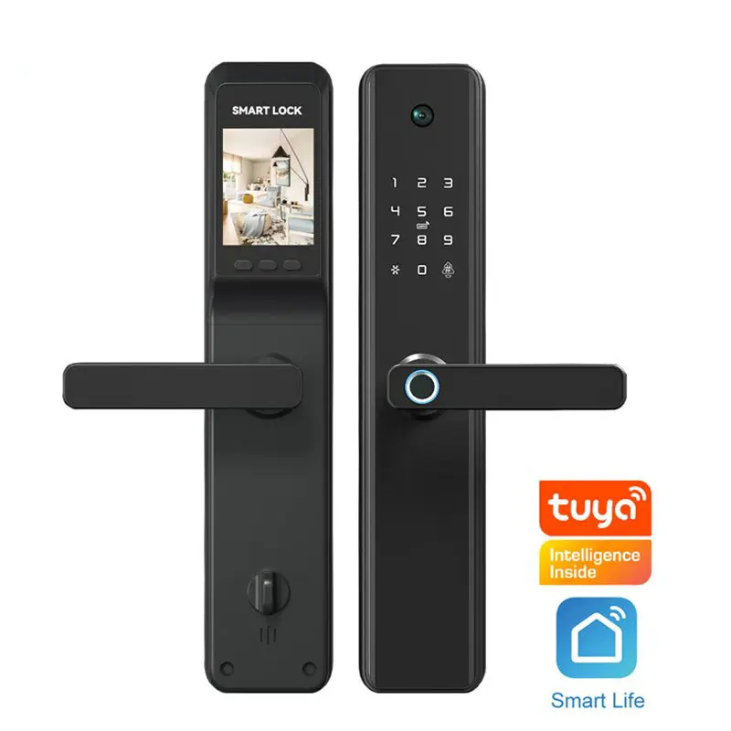 

Цифровой дверной замок, электронный БЕСКЛЮЧЕВОЙ пароль, карта, отпечаток пальца, TTlock Tuya, умный дверной замок с камерой