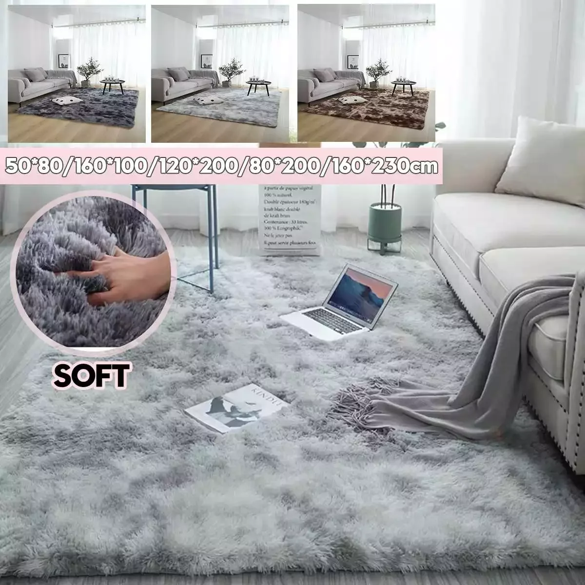 

NEW2023 160cmx230cm Living Room Bedroom Rug Anti-skid Ultra Soft Plush Area Rectangle Rugs Modern Mat Home Decoration