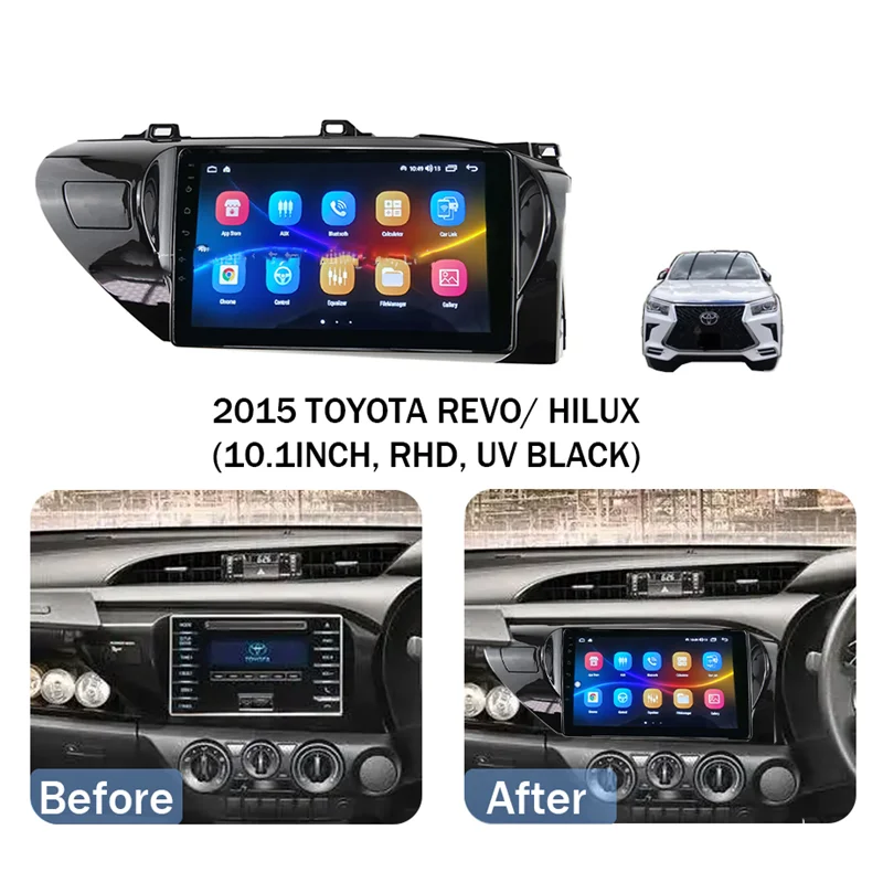 

Автомобильный радиоприемник для TOYOTA Hilux Revo 2015-2018 10,1 дюймов Android стерео MP5 проигрыватель Корпус рамка 2 Din головное устройство панель
