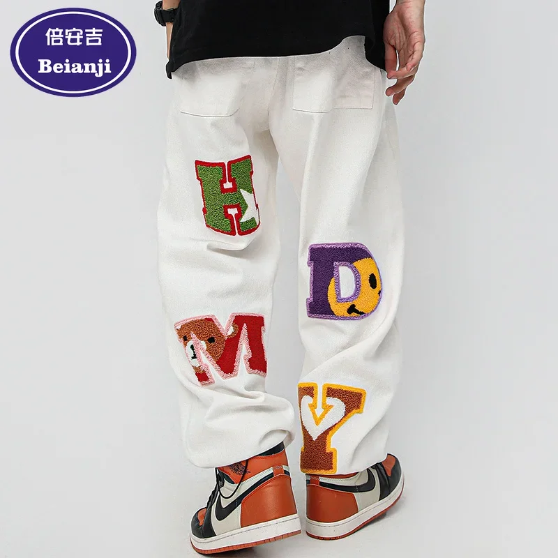 Beianji мужские брюки Instagram хип-хоп дизайн с надписью наклейка тренд уличный