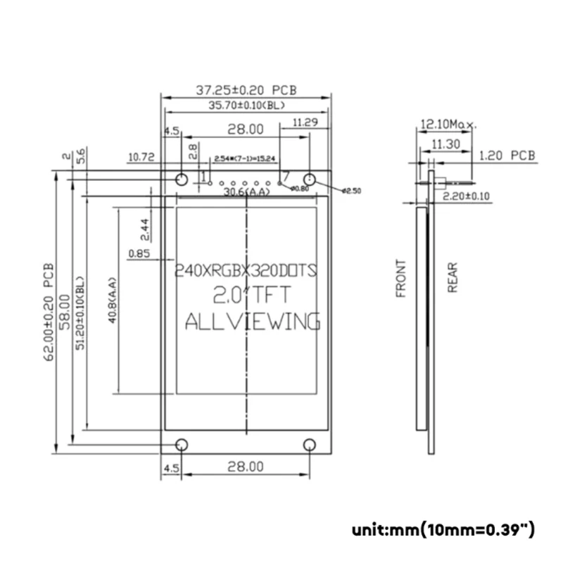 2 0-дюймовый дисплей базовой серии ST7789V резистивный ЖК-экран LCD-TFT 240RGBx320 подходит
