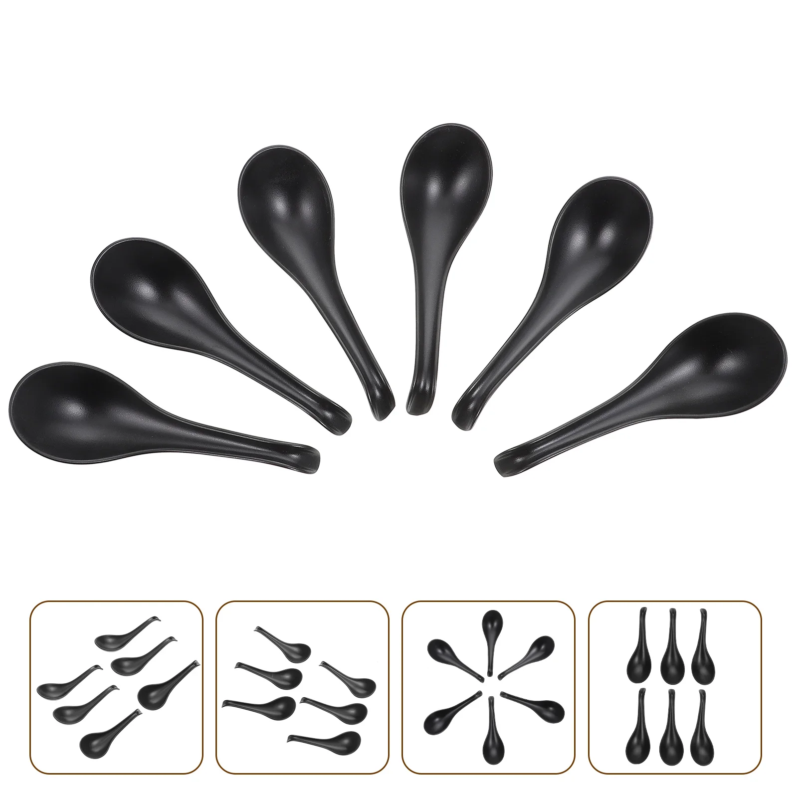 6pcs Ramen Spoons Rice Spoons Porridge Spoons Melamine Spoons Soup Spoons Kitchen Spoons for Kitchen Hotels Home