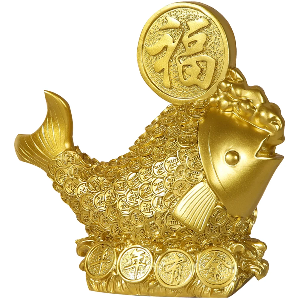 

Resin Goldfish Ornament Auspicious Animal Design Adornments Brass Artware Adorns Decors Statue Gifts Office
