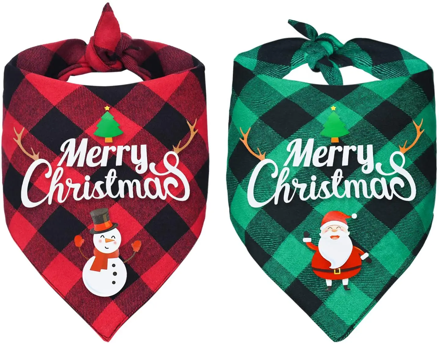 

2 Pack Dog Bandana Christmas Classic Buffalo Plaid Pets Scarf Triangle Bibs Kerchief Set Pet Costume Accessories Decoration