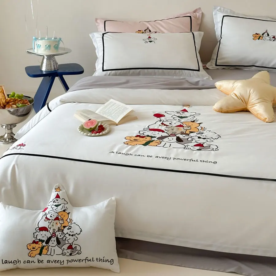 Модный милый комплект постельного белья с вышивкой для собак детский