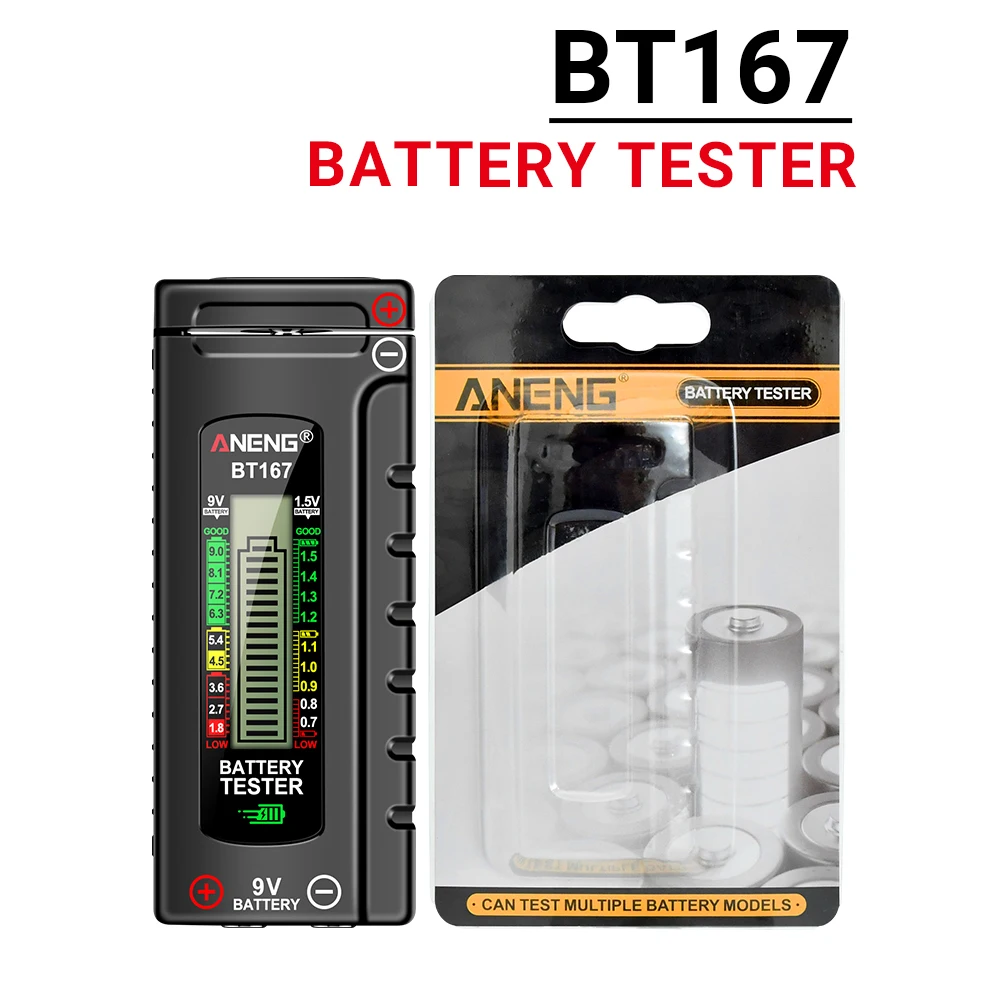 BT167 BT169 Цифровые тестеры батарей Детектор Многофункциональный Быстро измерение батареи AA/AAA/C/D/9 В/1,5 В Измерение кнопочных ячеек