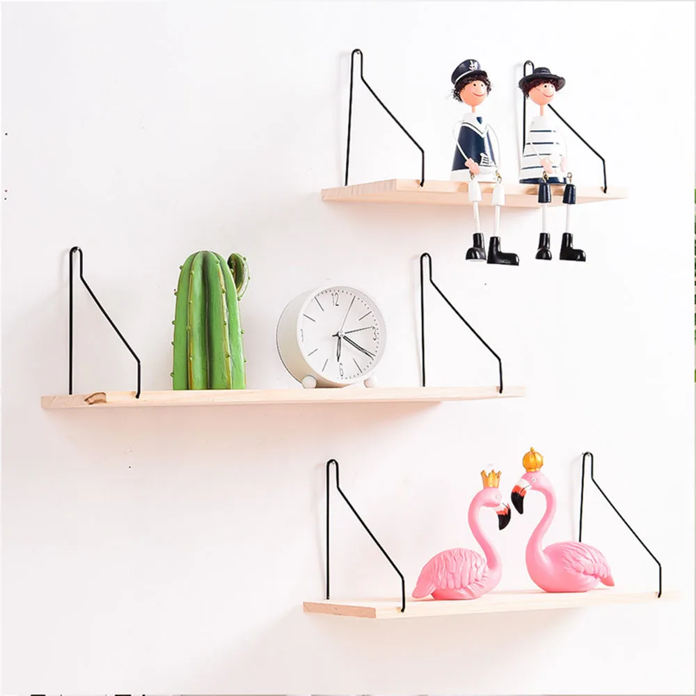 

Wall Mounted Storage Rack Wooden Iron Shelves Detachable Organization for Kitchen Bedroom Room Decoration Home Storage Holders