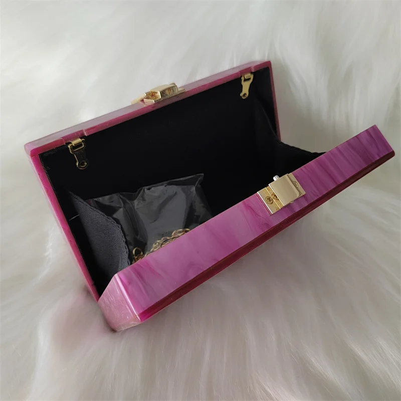 Лидер продаж фиолетовые розовые полосатые Акриловые клатчи ручной работы