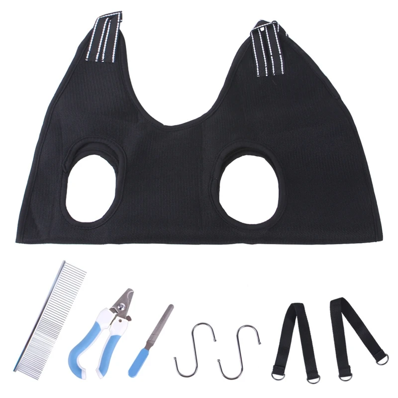 

Гамак для ухода за домашними животными 8 в 1, подвесная шлейка с триммером для ногтей, расческа для пилки для ногтей, дышащая удерживающая сум...