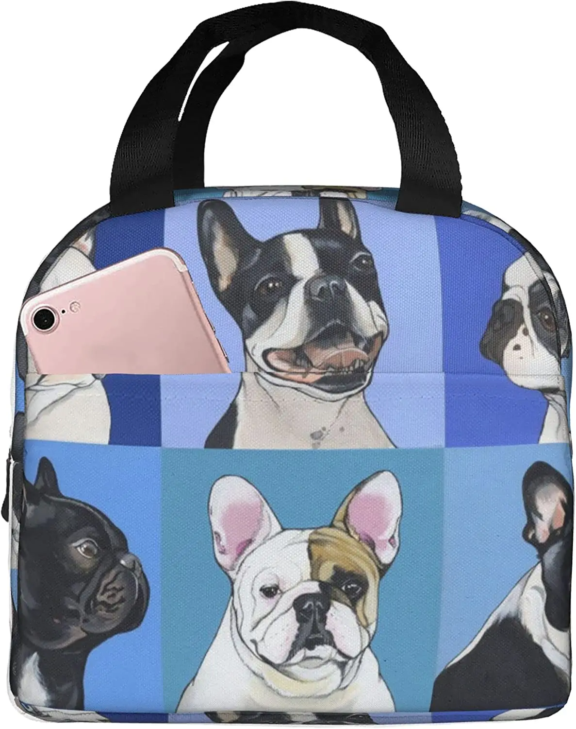 

Французский бульдог, Бостон-терьер, художественный Ланч-бокс для собак, компактная Термосумка с изоляцией, держатель для ланча, вместительная сумка-тоут для ланча