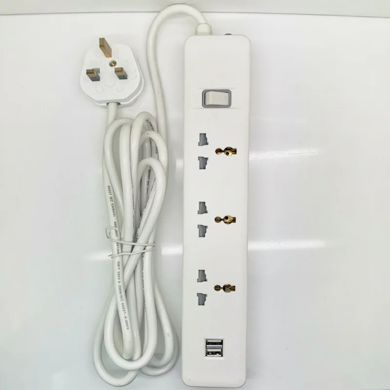 

British socket dual USB British standard row plug 3-position multi-functional wiring row 3M line port version electric row plug