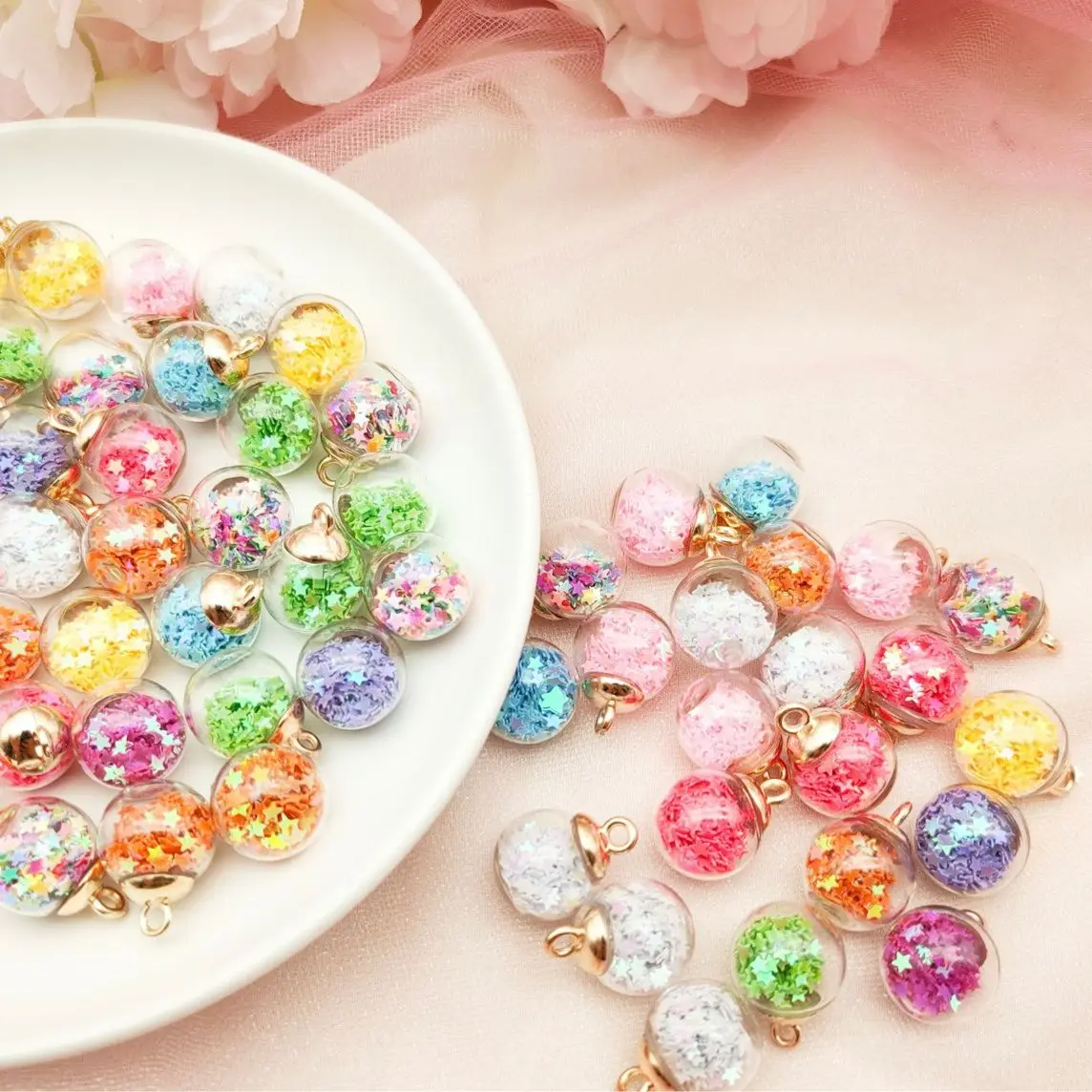 

30 Pcs Colorful 16mm Glass Ball Beads Pendants Charms for Earrings Necklace for DIY Jewelry Making Accessories