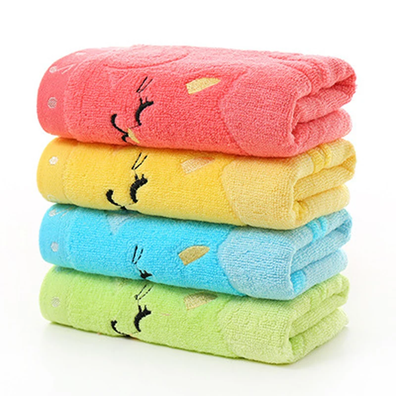 

25*50cm Cartoon Children's Towel Children's Jacquard Embroidery Notes Jacquard Notes Cat Small Towel Cleaning Face for Baby
