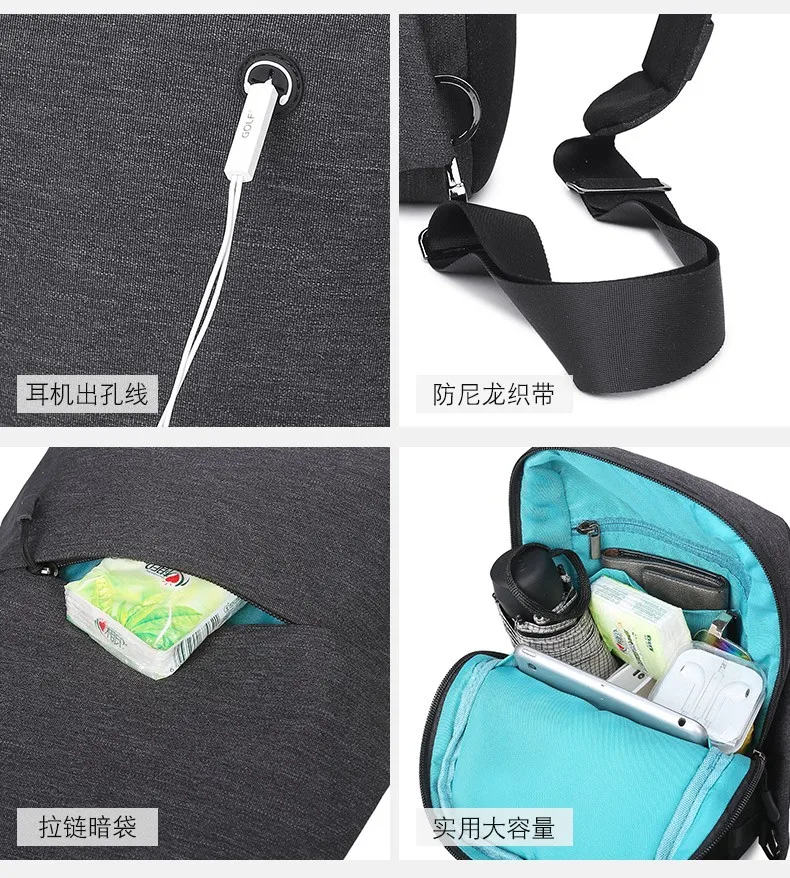 2022 men's bag polyester waist chest bag daypack waterproof wear-resisting sling backpack man single shoulder bag free shipping