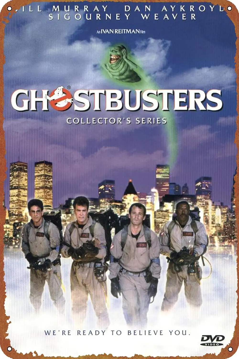 Ghostbusts Metl Tn Sgn Grge Wll Decorton Old Cr Shop Moe Post Ol Stton 8 × 12 nches