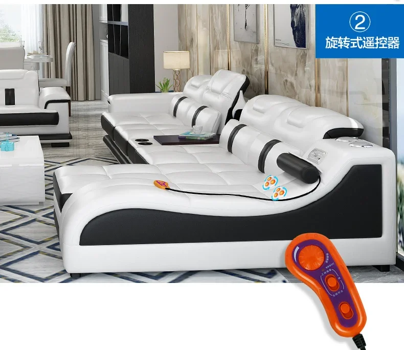 Секционный диван с массажным шезлонгом подстаканником USB регулируемыми