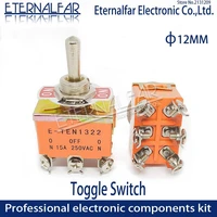 high end quality silver contact e ten1322 dpdt 12mm 15a 250v ac on off on 6pin reset rocker toggle slide switch waterproof boott