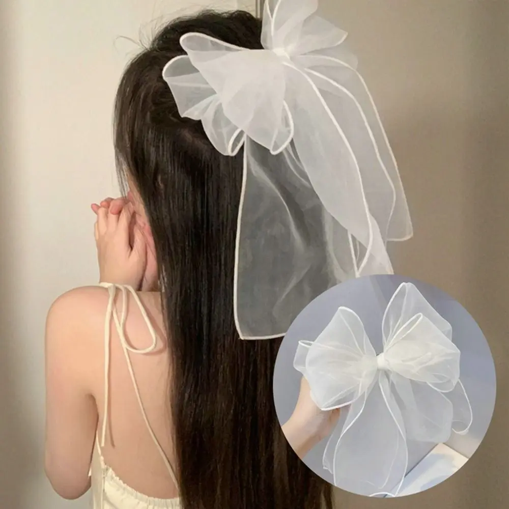 

Double Mesh Big Ribbon Balletcore Bow Hair Clip Super Fairy Spring Clip Hairpin Bridesmaid Tiara Korean Fashion Hair Accessories