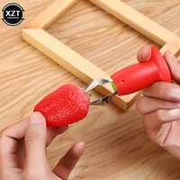 kitchen fruit gadget metal plastic strawberry slicer cutter strawberry corer strawberry huller leaf stem remover kitchen tools