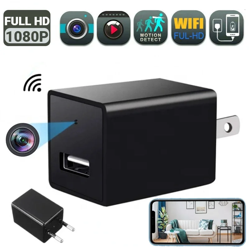 4K 1080P Mini Plug Camera Charger WiFi Video Recorder Home Security Motion Detection Surveillance Wireless Nanny Cam spider