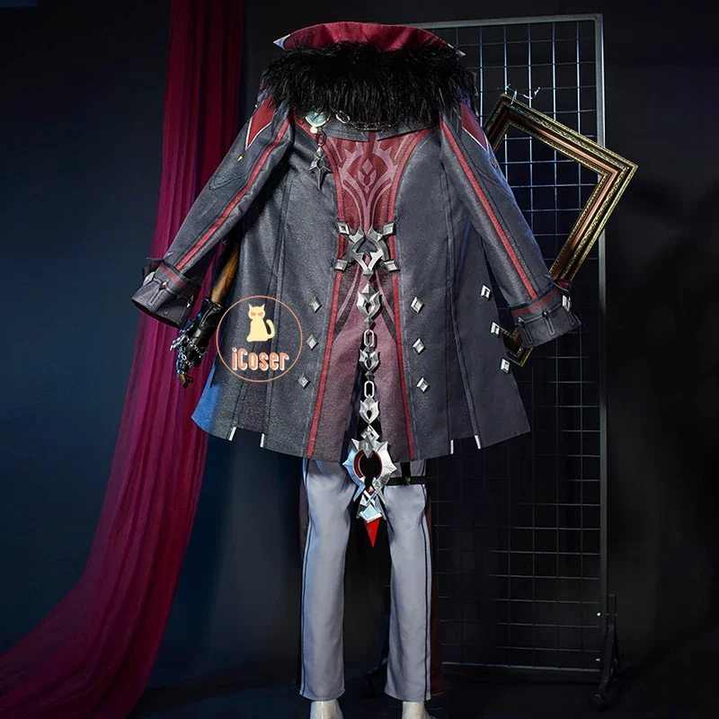 Genshin Impact Wriothesley Косплей Костюм Парик Униформа Фонтейн Фортец Мерпода Серьги