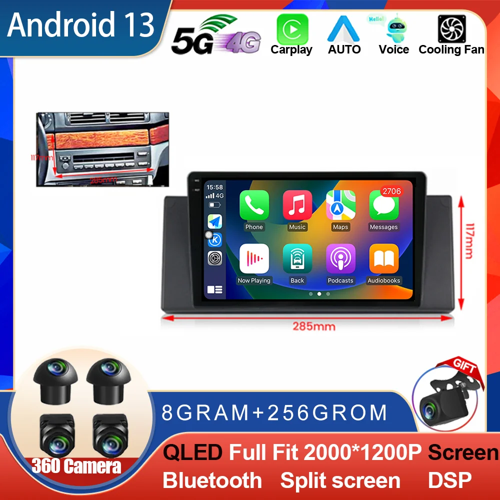 Android 14 для BMW M5 E39 E53 X5 E38 1999-2006 Автомобильный радиоприемник Мультимедийный