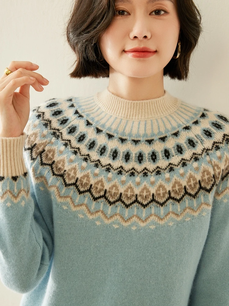 Новый женский пуловер из 100% кашемира винтажный кашемировый свитер Faire Isle