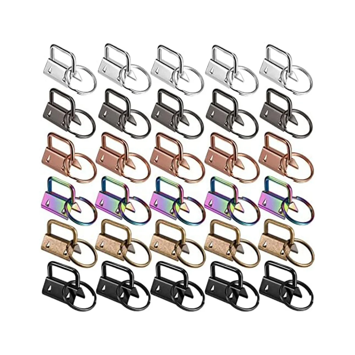 

180 Pcs Key Fob Hardware 6 Colors Keychain Fob Wristlet Hardware with Key Ring Key Fob Chain Hardware 1 Inch