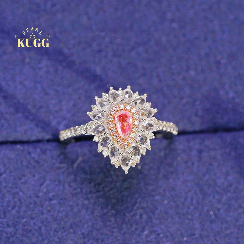 KUGG 18K кольца из белого золота роскошный элегантный дизайн Настоящее натуральное