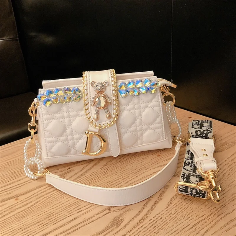 

Spring new casual all-match fashion rhinestone hand bag texture one shoulder messenger armpit banquet women's bag