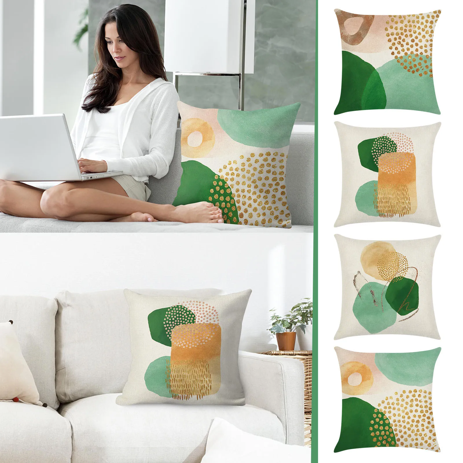 

Наволочки в стиле бохо с абстрактным изображением среднего века, в современном стиле, 18x18, минималистичный зеленый цвет, для дивана, уличный Декор